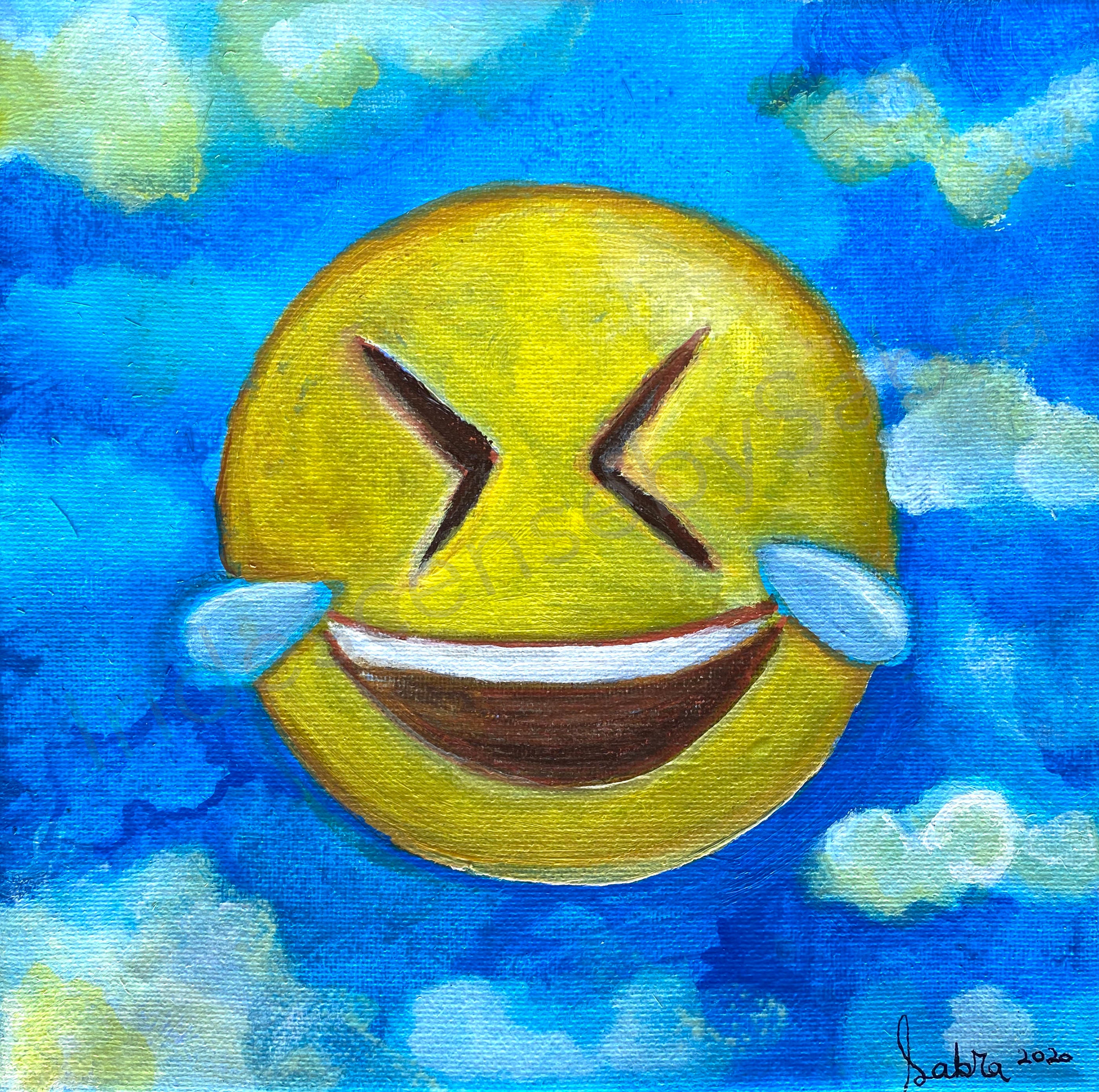 Emoji Painting Crying Laughing Emoji Themed Small Square Etsy