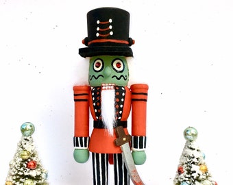haunted mansion hand painted christmas nutcracker -  nightmare before park attraction holiday replica decor  - gothic macabre art gift