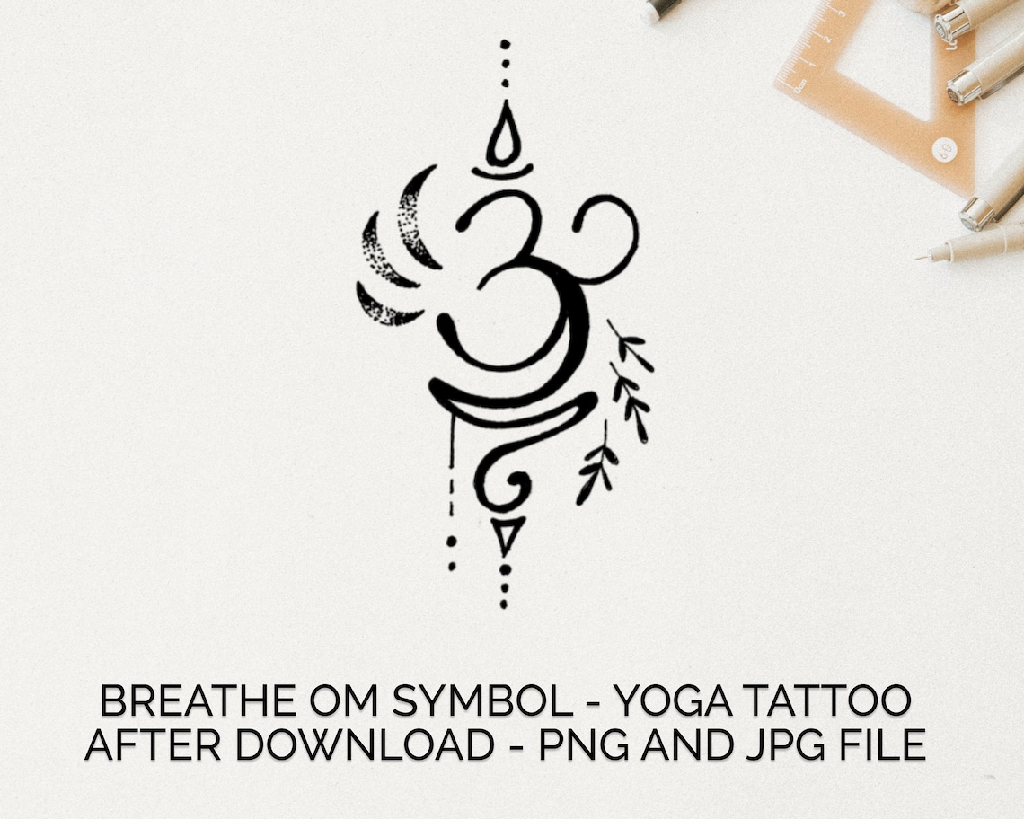 Breathe Sanskrit Symbol Om Small Tattoo Design Hand Drawing Etsy