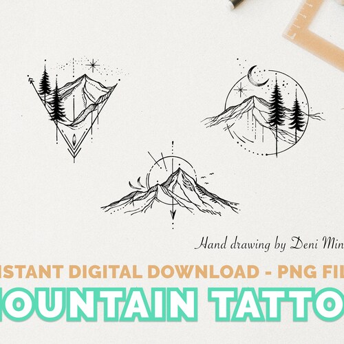 Mountain Tattoo Nature Tattoo and Hiking Tattoo 5 VERSIONS - Etsy Mountain Tattoo Nature Tattoo and Hiking Tattoo 5 VERSIONS - Etsy