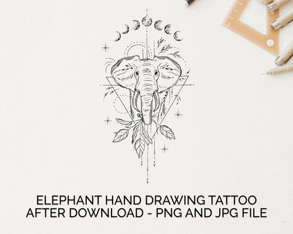 Minimal One Line Elephant Tattoo Design | Noon Line Art