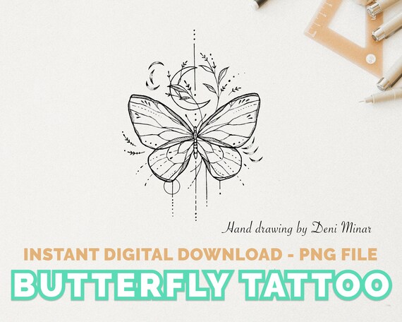 Butterfly Tattoo Hand Drawing Small Tattoo Design by Deni - Etsy ...