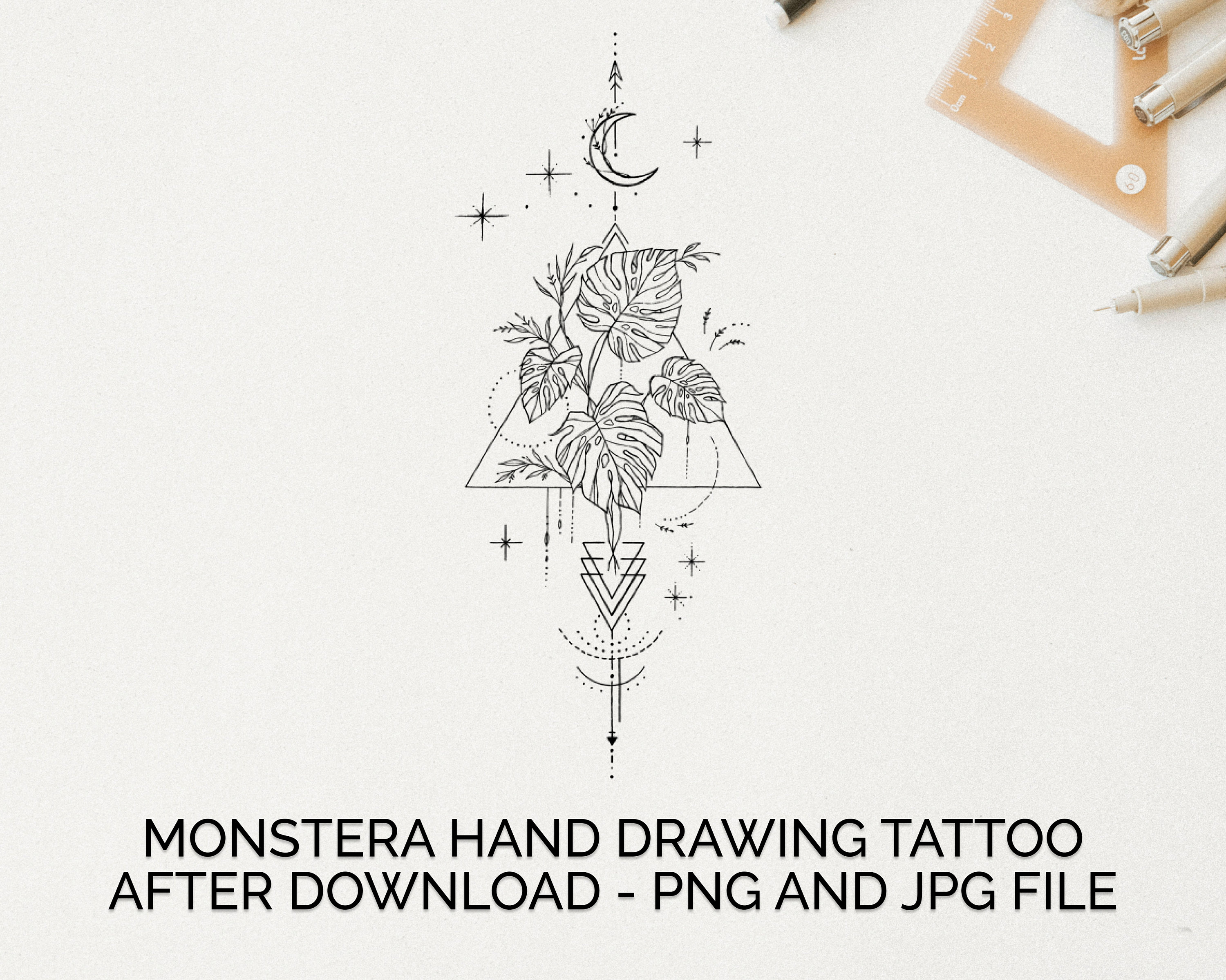 Monstera Tattoo - Line Drawing Design for Plant Lovers - Instant Digital  Download (png File) by Deni Minar - Etsy Denmark