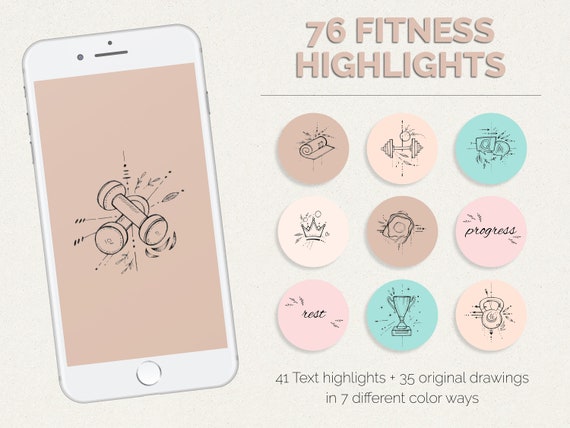 Fitness Instagram Highlight Icons - 532 files - Exercise, Gym, Workout, Health, Wellness, Lifestyle instastories icons (ready to use)