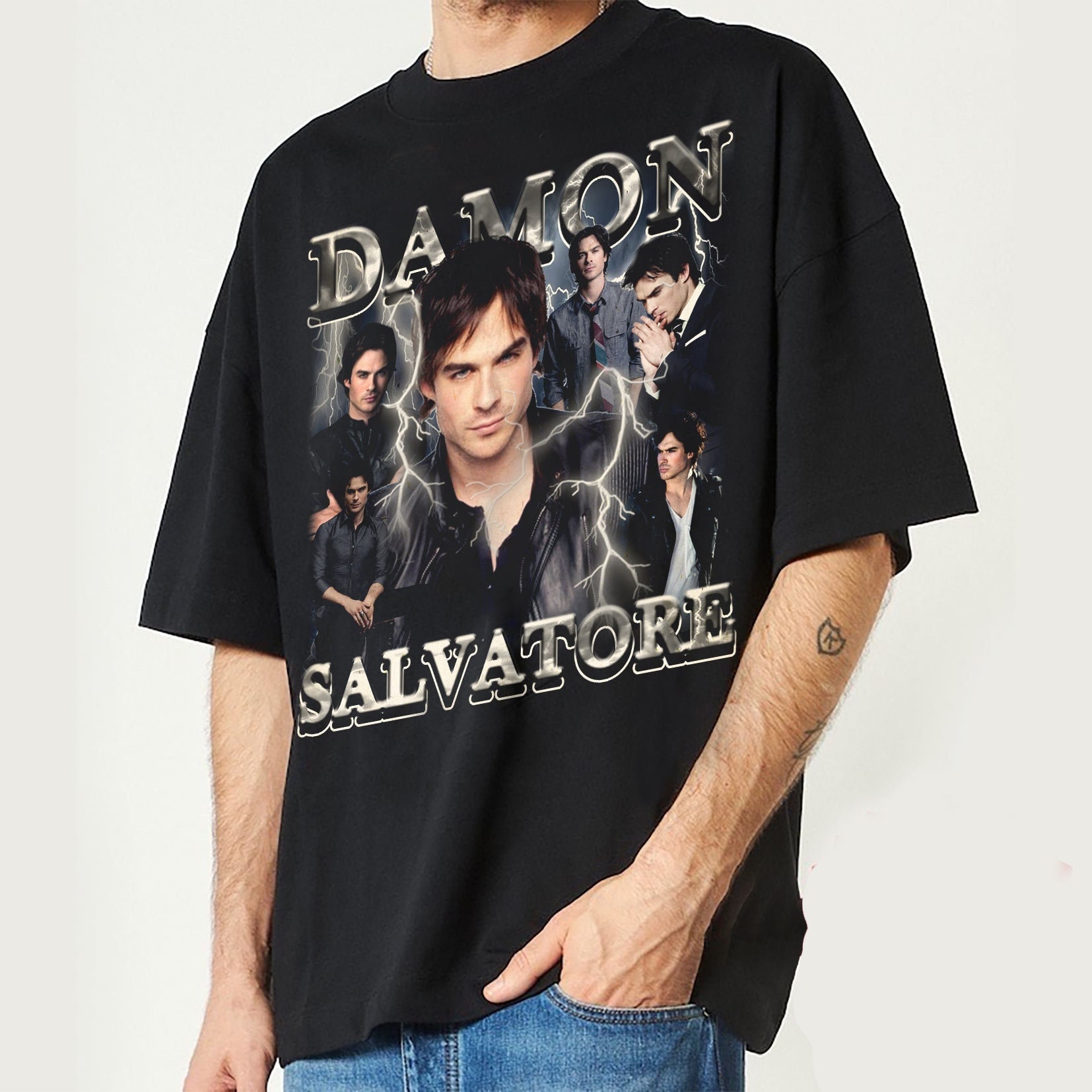 Discover Damon Salvatore Vintage T Shirt, Ian Somerhalder T-shirt, The Vampire Diaries Christmas Shirt