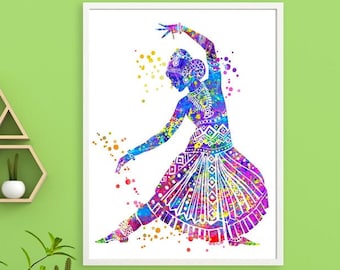 Bharatanatyam Dancer Art, Arte del sur de Asia, Arte de bailarín indio, Arte del sur de la India, Arte indio, Tamil, Arte asiático, Impresión de arte indio #127