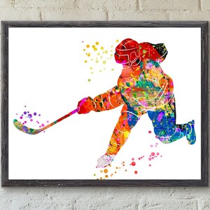 Ice Hockey Print Icehockey Watercolor Poster Ice Skating Skater Hockey Sports Wall Art #161
