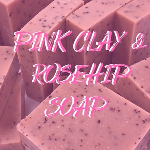 ROSA LERA & NYPON-TVÅL, 120G fransk rosa lertvål, naturlig lera, geraniumolja, lavendelolja, patchouli, exfolierande tvål, vegansk tvål