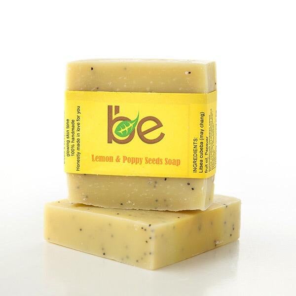 LEMON & POPPY SEEDS Soap 120G, Lemon soap, Poppy seeds exfoliating soap bar, Brightening soap, complexion soap, visible, acne soap,Psoriasis