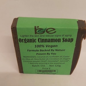 Organic Cinnamon Soap Bar 120G, Cinnamon Soap, Natural Cinnamon Bar