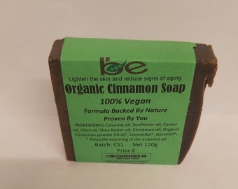 Organic Cinnamon Soap Bar 120G, Cinnamon Soap, Natural Cinnamon Bar