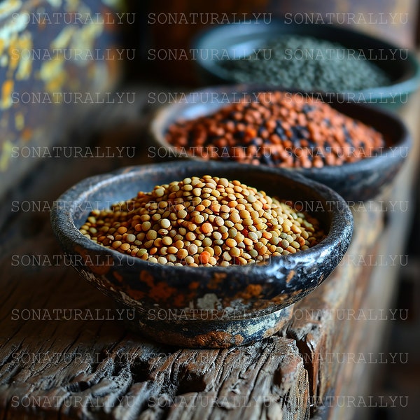 Lentils 01, Healthy Living, Superfood, Legumes, Beans, Green, Red, Brown, Recipe, Lifestyles, Downloadable Digital AI Artwork, PNG Image