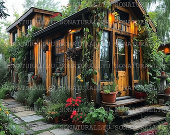 Tiny Home AI Art: Sustainable Living PNG (Digital Download)