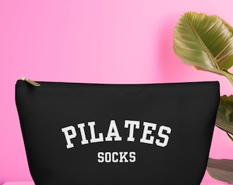 Strass Pilates Socken, Pilates Geschenkidee, schwarze Pilates Tasche mit Reißverschluss, Fitness Geschenke, Pilates Princess, Sporttasche, Fitness Zubehör
