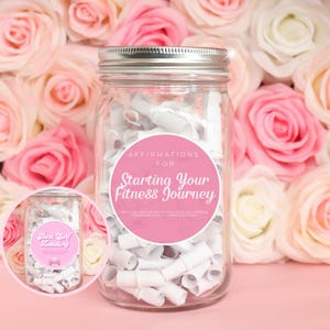 Tägliches Positive Affirmationsglas, 100 positive Fitness Affirmationen für Anfänger, Motivationszitate für Frauen, Vorsatz und Geschenk für Sie
