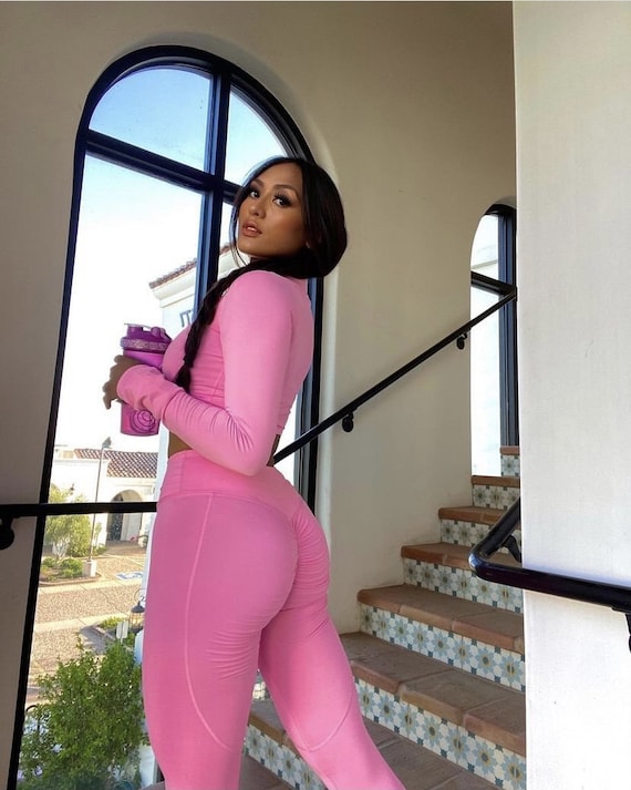 Pink High Waisted Scrunch Bum Leggings 