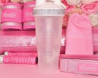El paquete de fitness definitivo / Cesta de regalo rosa para ella / Almohadilla de empuje de cadera con purpurina / Equipo de fitness para mujer / Regalo de Navidad para una chica