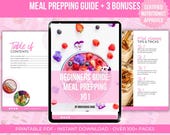 Meal Prepping Guide, Meal Planner, Nutrition Facts, Grocery List, Coaching Guide, Food Journal, Printable PDF, Weight Loss Planner,Fitness