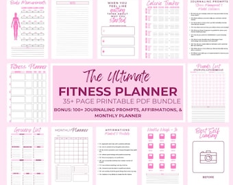 Fitness Planner, Weight Loss Tracker, Bundle, Workout Planner Fitness Journal, Wellness, Health Goal, Meal Planner, Self Care, Habit Tracker