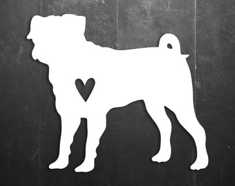 Pug Dog Love Vinyl Window/Car/Sign Decal DPUG