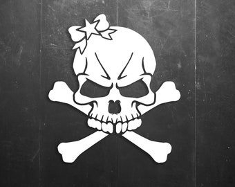 Girl Skull and Crossbones with Bow Vinyl Window/Car/Sign Decal DSG