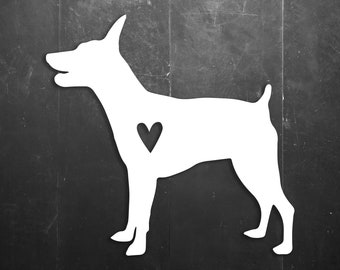 Min-Pin Rat Terrier Dog Love Vinyl Window/Car/Sign Decal DMINPIN