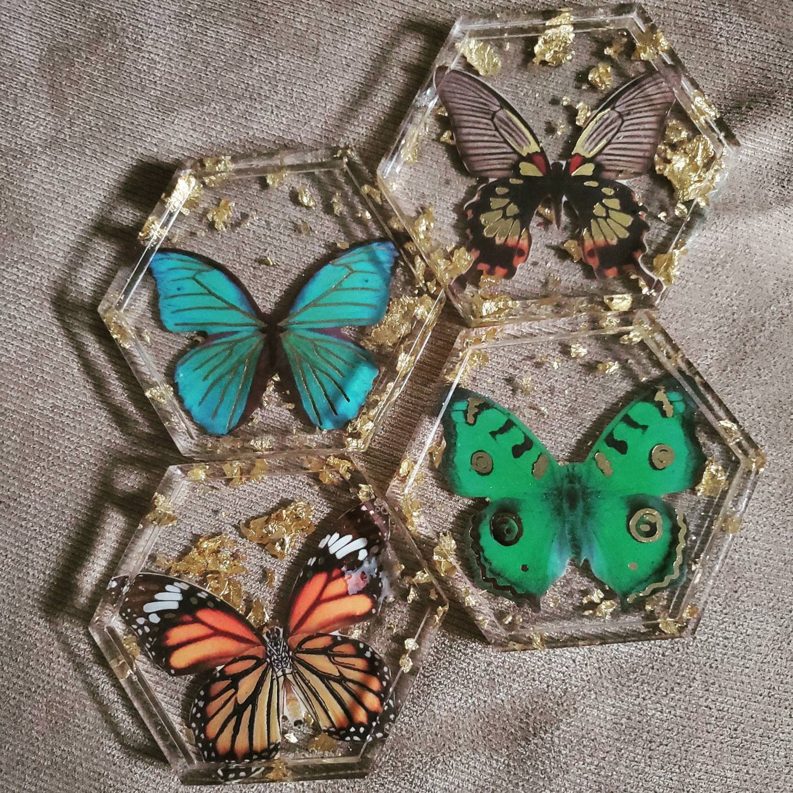 Butterfly coaster set 4 Etsy