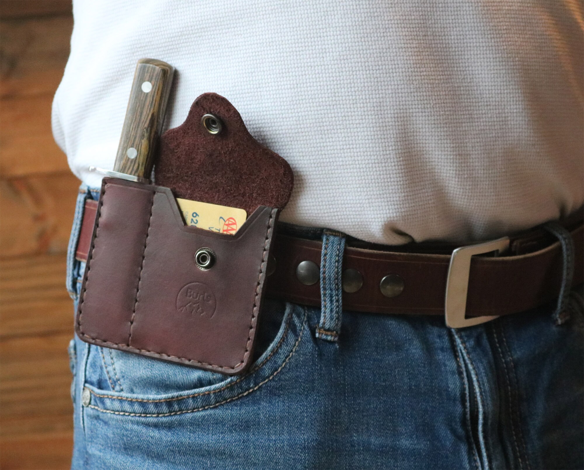 Knife Wallet Leather Sheath And Card Wallet With Knife Burls Etsy 日本