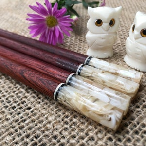 Combo 2 Chopsticks Set with Rests: 2 Pairs of Rosewood Chopsticks and 2 Chopstick Rests Handmade from Buffalo bone