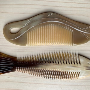 2 Combs From Buffalo Horn, Buffalo Horn Comb, Comb For Men, Comb For Girls, Comb For Curly Hair, Comb For Beard, Fish comb, handcrafted comb