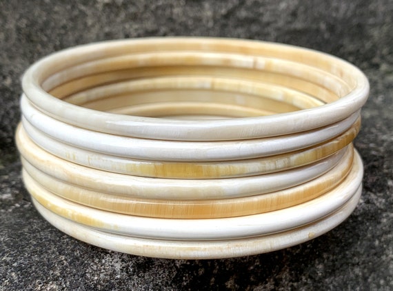 7 Natural Horn Bracelet, Buffalo Horn Jewelry, Vietnam Art, Horn Bangles, Buffalo Horn Bracelets, Horn Bangle Set 7, Horn Bracelet Bangle