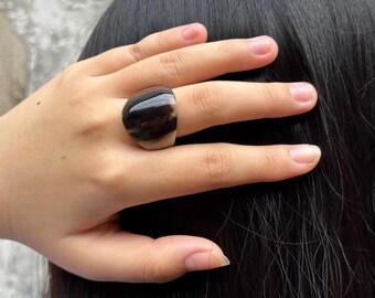Chunky Ring, Handmade Horn Ring, Gift for her - Size 10