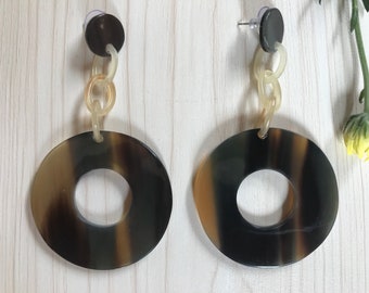 Natural Buffalo Horn Earrings, Handmade Earrings, Handcrafted Buffalo Horn Earrings, Handmade Jewelry, Buffalo Horn Jewelry