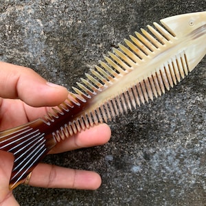 2 Combs From Buffalo Horn, Buffalo Horn Comb, Comb For Men, Comb For Girls, Comb For Curly Hair, Comb For Beard, Fish comb, handcrafted comb image 3