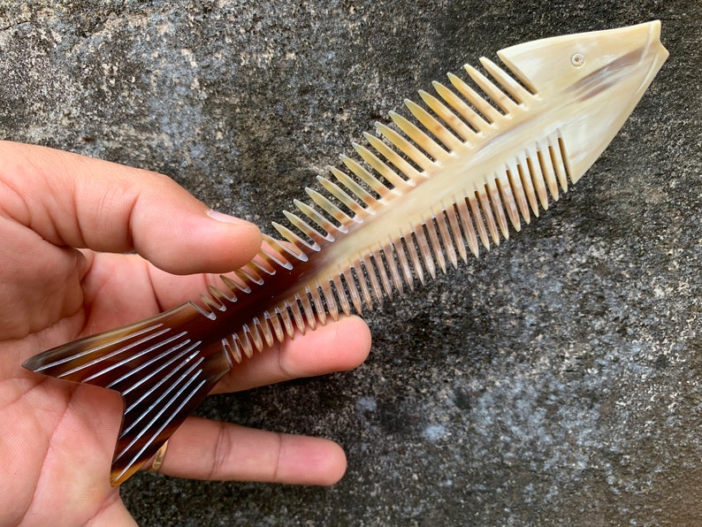 2 Combs From Buffalo Horn, Buffalo Horn Comb, Comb For Men, Comb For Girls, Comb For Curly Hair, Comb For Beard, Fish comb, handcrafted comb image 3