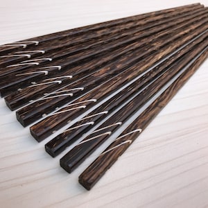 Set 5 Pairs of Coconut Chopsticks with Elegant Music Note Symbol Inlaid, handmade chopsticks