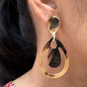 Büffelhorn Ohrringe, Büffelhorn Schmuck, Matisse Ohrringe, Statement Ohrringe, Matisse Inspiration Ohrringe, Hoop Ohrringe
