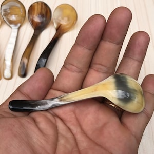 Combo 5 Tiny Spice Spoons, Buffalo Horn Sugar Spoon, Buffalo Horn Scoop, Horn Teaspoon, Horn Spice Spoons, Spice Spoon Set, Caviar Spoon Set