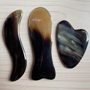 Set 3 Guasha Board Buffalo Horn Scraping Massage Tool Women Men Handheld Massager, No Stress Scraping Board Health Care, Gua sha tool