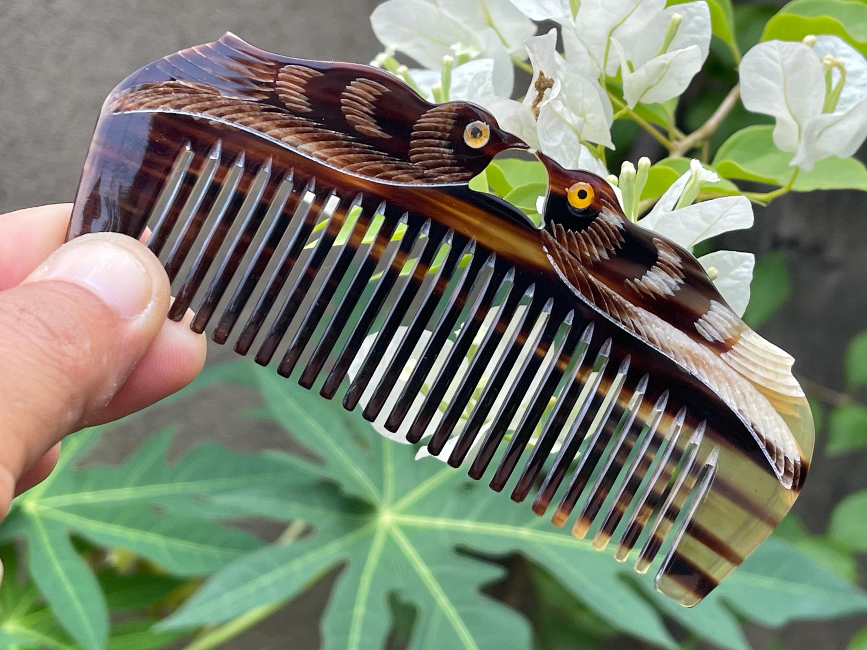 バッファローホーン鳥毛コーム、ヘア用コーム、ホーンコーム、静電気