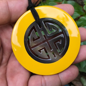Buffalo Horn and Lacquer Pendant, Buffalo Horn and Lacquer Jewelry, Horn Lacquer Necklace, Handmade Oval Pendants, Handcrafted Horn Pendants