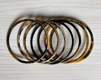 Set 7 Natural Buffalo Horn Bangle, Bracelet Set, Horn