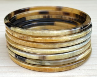 Set 7 Natural Buffalo Horn Bangle, Bracelet Set, Horn Bracelet, Horn Jewelry, Bangle Bracelets, Horn Bangles, Bangle Set, Thin Bracelets