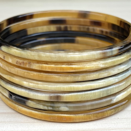 Set 7 Natural Buffalo Horn Bangle, Bracelet Set, Horn Bracelet
