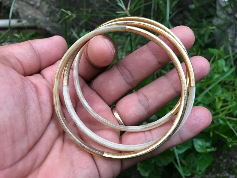 Exquisite 3 Natural Horn Bracelet Stacking Bracelet Buffalo Etsy