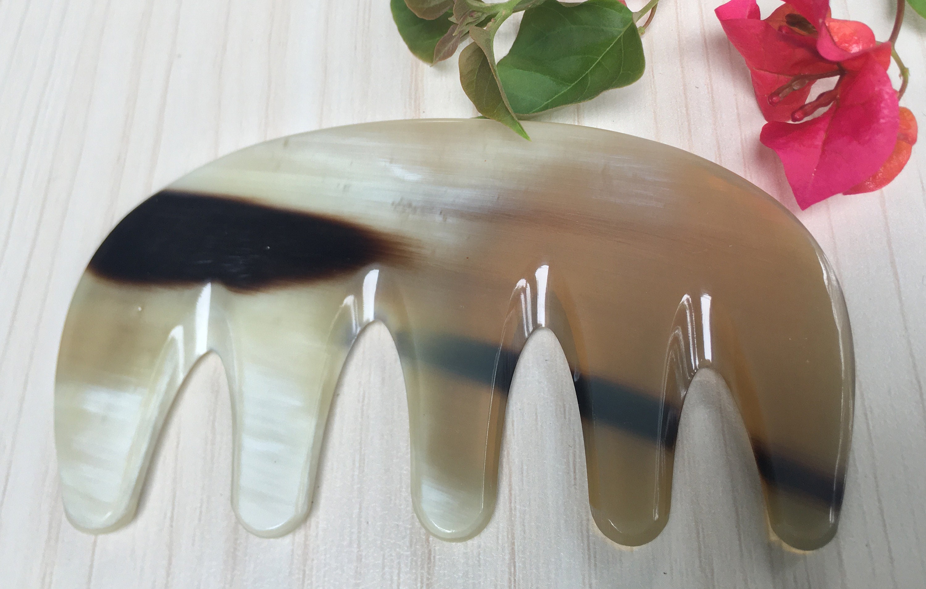 Beaupretty Massagekamm Aus Horn – Retro Design, 9,8 Cm, Für Locken & Kopfhaut-Massage