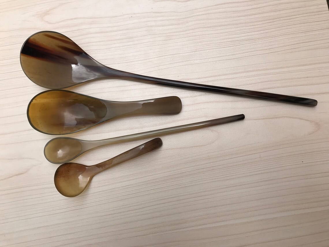 Combo 4 Horn Spoons Buffalo Horn Spoon Handmade Buffalo Horn Etsy