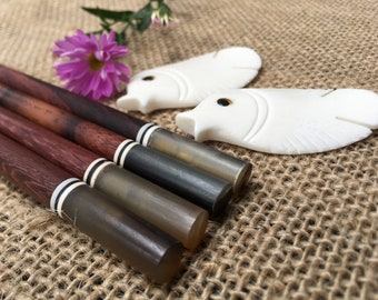 Combo 2 Chopsticks Set with Rests: 2 Pairs of Rosewood Chopsticks and 2 Chopstick Rests Handmade from Buffalo bone