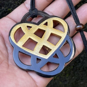 Buffalo Horn Pendant, Buffalo Horn and Lacquer Jewelry, Horn Lacquer Necklace, Handmade Oval Pendants, Horn Jewelry