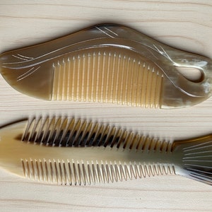 2 Combs From Buffalo Horn, Buffalo Horn Comb, Comb For Men, Comb For Girls, Comb For Curly Hair, Comb For Beard, Fish comb, handcrafted comb image 2